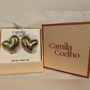 Camila Coelho 🔹️Shiny Gold Tone Puffy Abstract Heart Stud Earrings